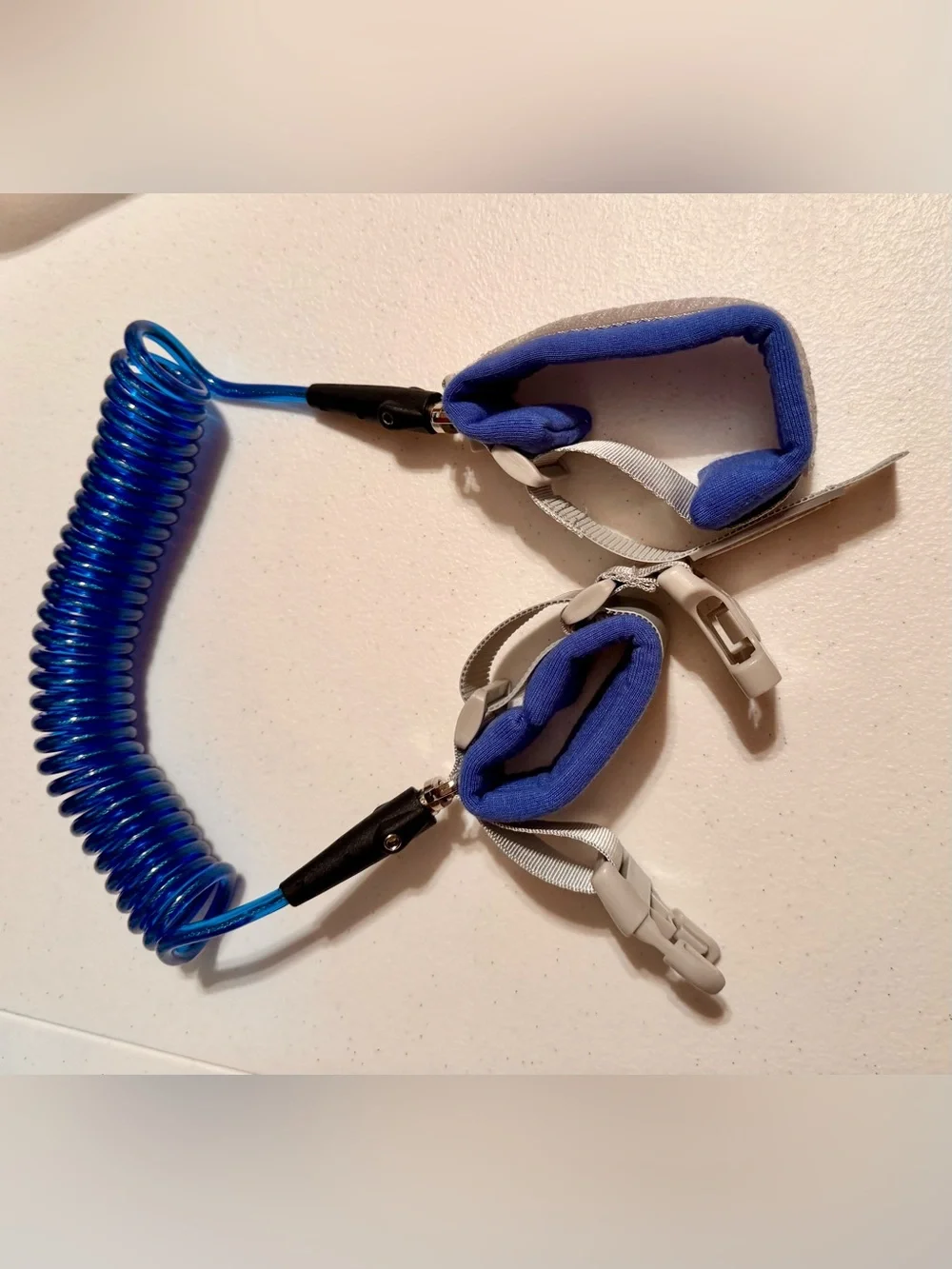 Bliss Blue Coiled Anti-Lost Wrist Link with Gray Buckles